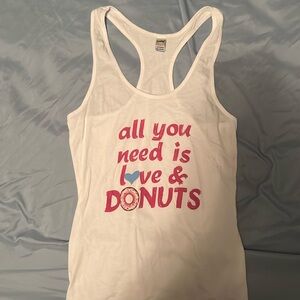 Extra Large "all you need is love & donuts" white tank top